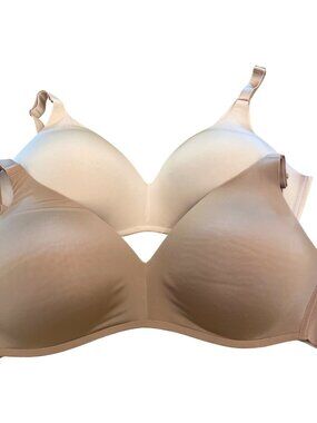 Soma Vanishing 360 Wireless Bra 42D Lot 2 Beige Nude Seamless Comfort